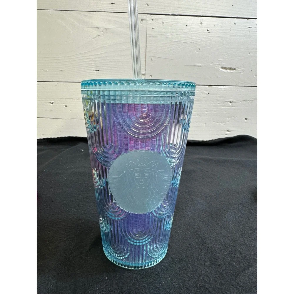 Starbucks Tumbler Lot of 4 Studded Grid Floral Iridescent Cold Cups 24oz 16oz